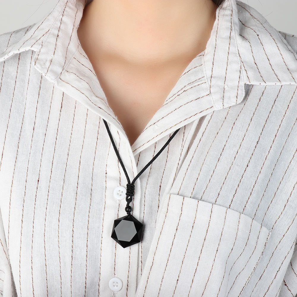 Black Obsidian Necklace Real Obsidian Crystal Necklace
