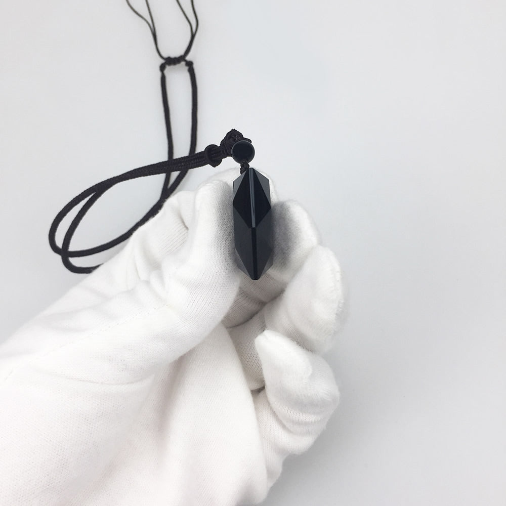 Black Obsidian Necklace Real Obsidian Crystal Necklace
