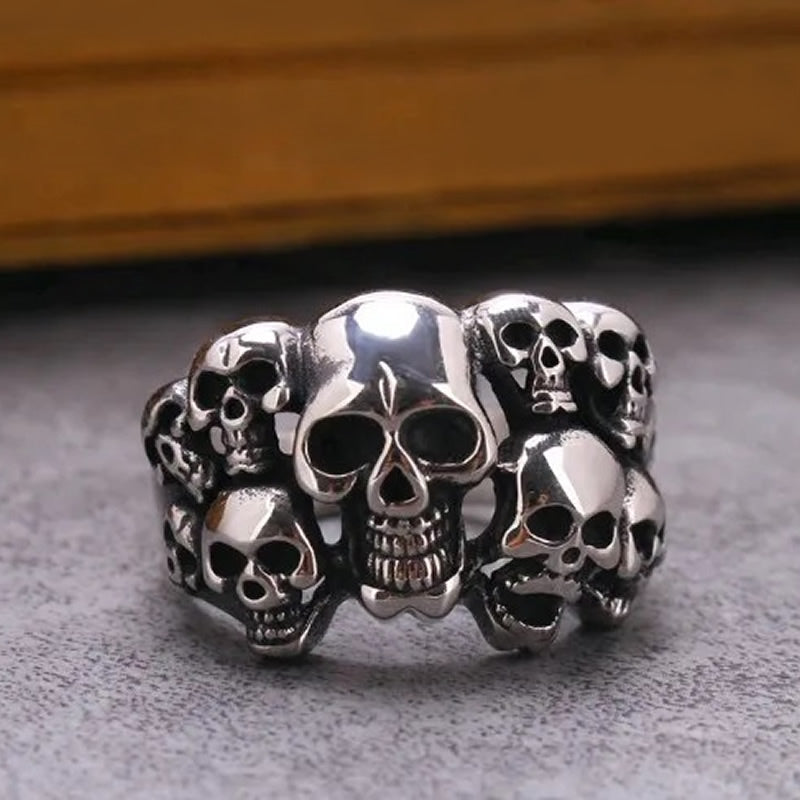 Multiple Face Skull Ring