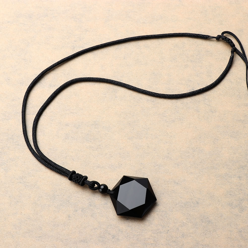 Black Obsidian Necklace Real Obsidian Crystal Necklace