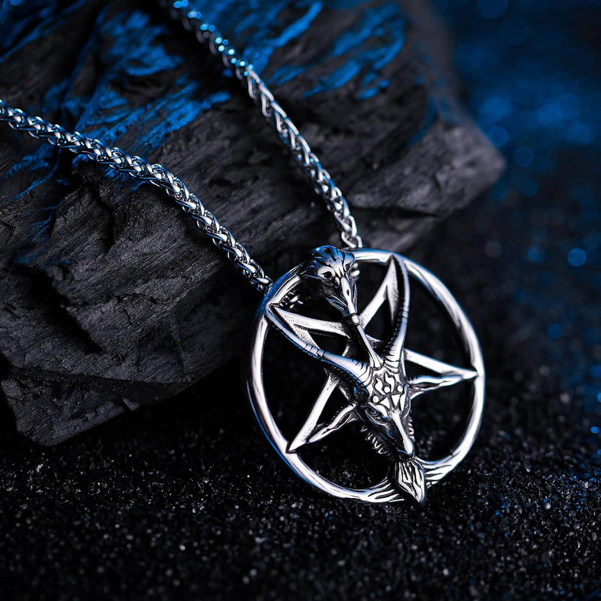 Upside Down Pentagram Necklace Goat Necklace Baphomet Jewelry
