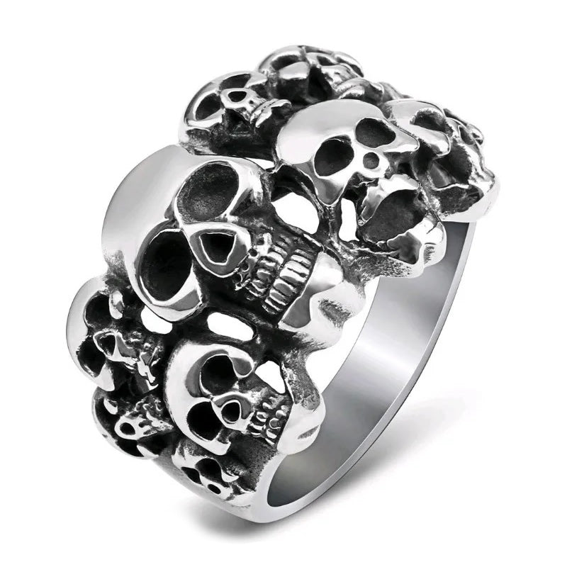 Womens Mens Multiple Skull Ring