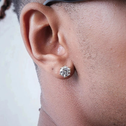 Mens CZ Studs Fake Diamond Earrings For Men