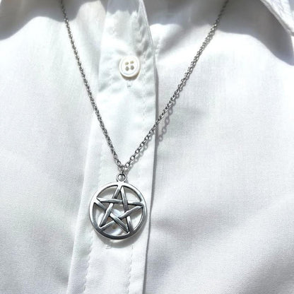 Pentacle Necklace Silver Pentagram Pendant Pentagram Jewelry