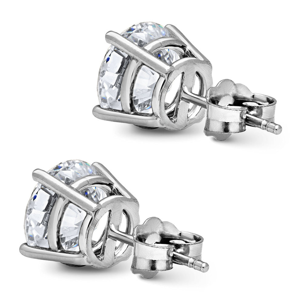 Round CZ Earrings For Men CZ Studs Mens Fake Diamond Earrings