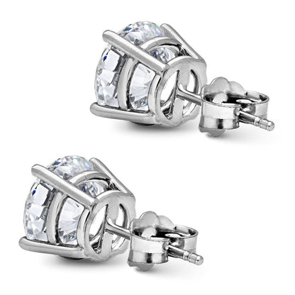 Round CZ Earrings For Men CZ Studs Mens Fake Diamond Earrings