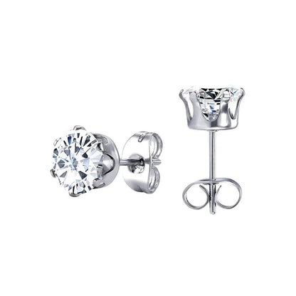 Womens CZ Stud Earrings Fake Diamond Earrings Round